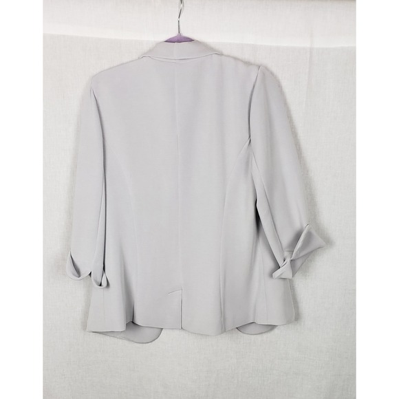 Skies Are Blue Floral Lined Blazer L Jacket Pale Gray Open Front Casual Spring - Picture 2 of 10